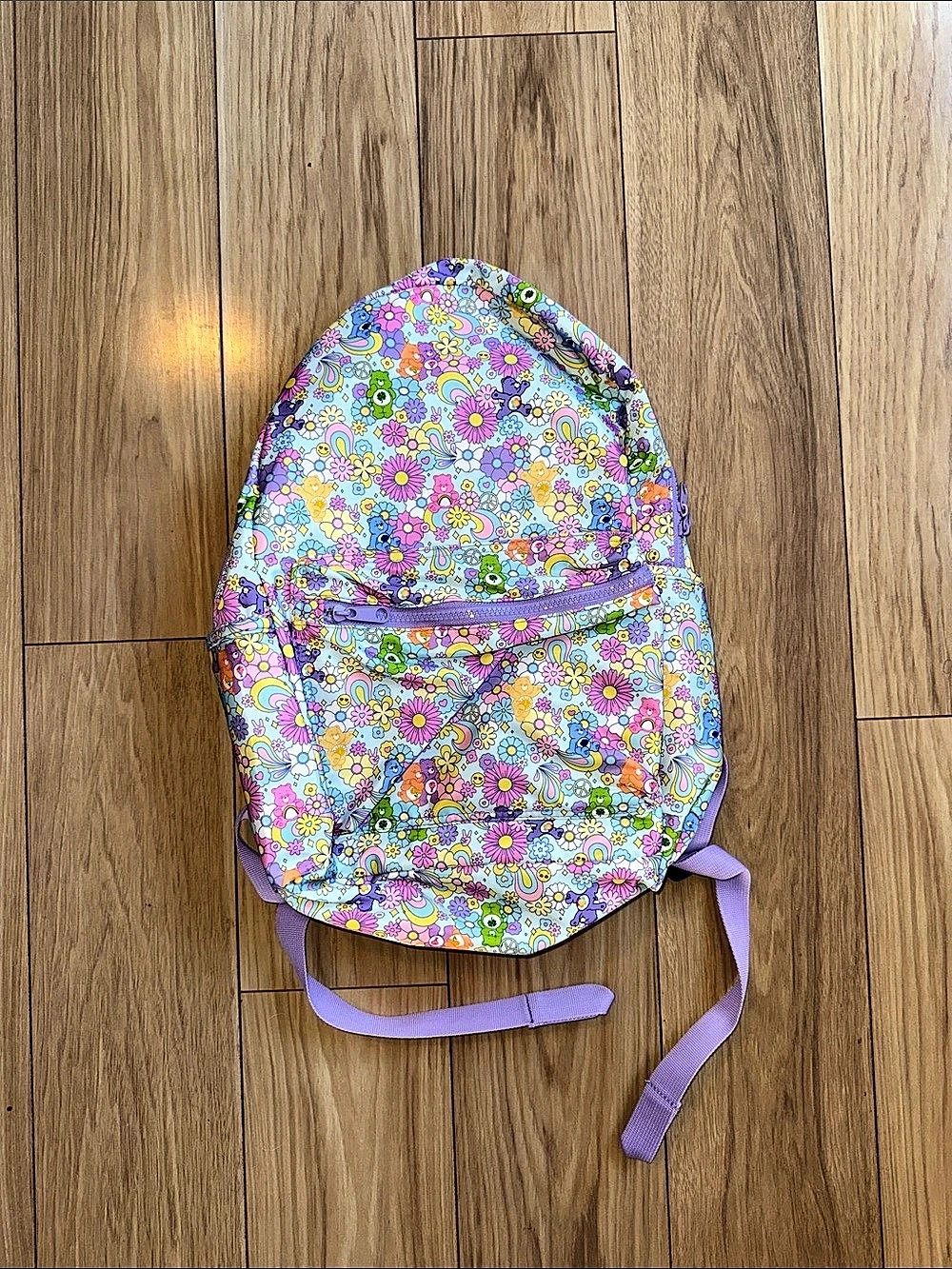 Floral Care Bears Backpack in Purple & Multicolor